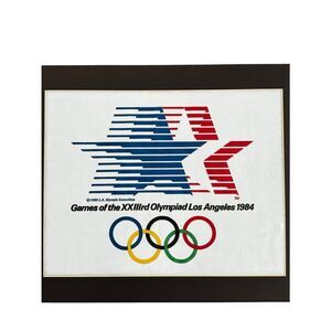 Vintage 1984 Los Angeles LA Olympics Stars in Motion 15x12 Matted Fabric Banner